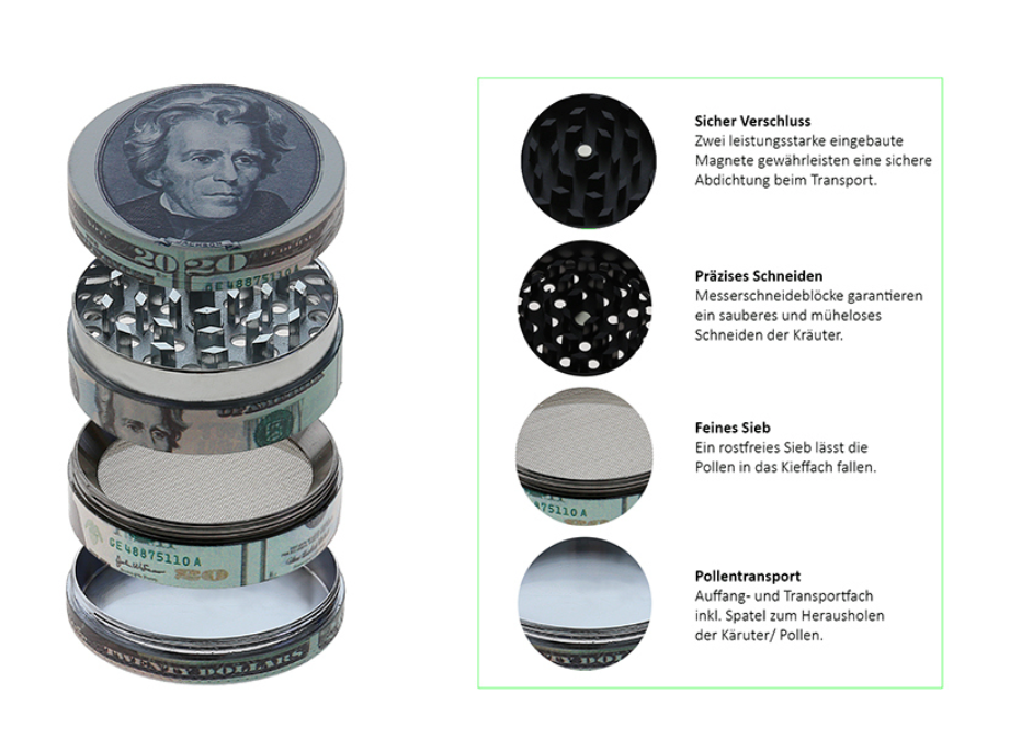 Grinder "Dollarnoten" Metall